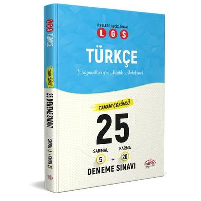 Editör Yayınları Lgs 8. Sınıf Türkçe (5 Sarmal + 20 Karma) 25 Deneme Sınavı