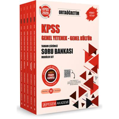 Pegem Yayınları 2026 KPSS Genel Yetenek Genel Kültür Ortaöğretim Tamamı Çözümlü Soru Bankası Modüler Set (5 Kitap)