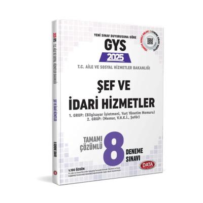 Data Yayınları 2025 T.C. Aile ve Sosyal Hizmetler Bakanlığı GYS Şef ve İdari Hizmetler Tamamı Çözümlü 8 Deneme Sınavı