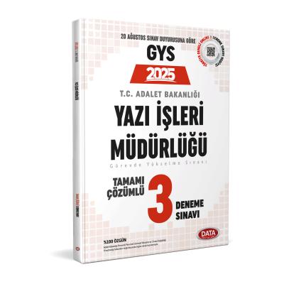 Data Yayınları 2025 Adalet Bakanlığı Yazı İşleri Müdürlüğü GYS Tamamı Çözümlü 3 Deneme Sınavı