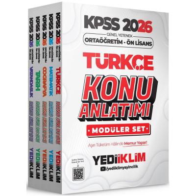Yediiklim Yayınları 2026 KPSS Ortaöğretim Ön Lisans Genel Yetenek Genel Kültür Konu Anlatımlı Modüler Set